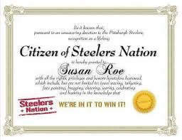My Citizen Of Steeler Nation Certificate Steeler Nation Steelers Country Steelers