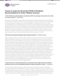Access To Justice For All And The Covid 19 Pandemic Recommendations For Action World Justice Project