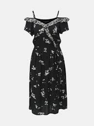 Black Dress With Flowers Viscose Carmen Style Dorothy Perkins Black Flower Dress Flower Dresses Clothes