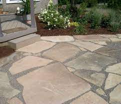 Broken Flagstone Patio With Crushed Stone Joints Stone Patio Designs Patio Stones Diy Patio Pavers