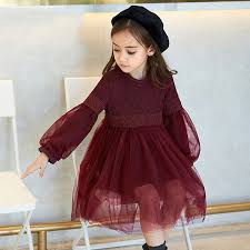 Red Birthday Dress For 1 Year Old 2017 Baby Girl Princess Dress Maroon Autumn Color Wine Red Clothes For Birthday Party Wear Eve Frocks For Girls Baby Girl Princess Dresses Wine Colored Dresses