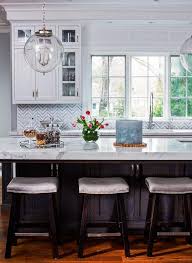 How tall should a kitchen island stool benefits of cinnamon. Dark Stained Center Island With Gray Saddle Stools Transitional Kitchen