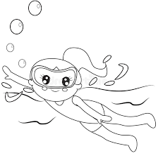 In addition to coloring the girl's swimsuit and beach ball, kids can draw other swimmers to make the picture more fun. Swimmer Coloring Page Stock Illustration Illustration Of Artwork 50763468