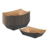 Bio Tek 1 lb Black Paper #100 Food Tray / Boat - 5 1/2" x 3 1/2" x 2" - 200  count box