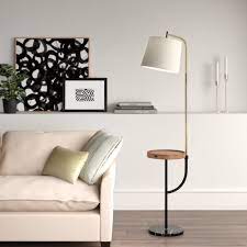 This floor lamp with attached side table is outfitted with double usb ports and an outlet so that. Latitude Run Leeward 66 Tray Table Floor Lamp Reviews Wayfair