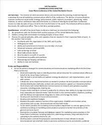 Free professionally written director of marketing job description template. Free 9 Communications Director Job Description Samples In Ms Word Pdf
