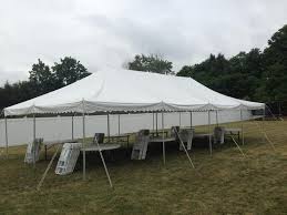 20x40 White Pole Tent With Tables Chairs For 80 Ppl Call Us Avenue Party Rentals 631 484 4977 Serving All Of Long Island Party Tent Tent Party Rentals
