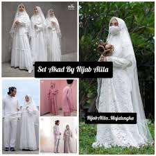 Brokat bordir halus motif bunga kerancang kecil halus kancing depan lengan panjang (atasan saja). Gamis Set Akad By Hijab Alila Gamis Walimah Gaun Nikah Syari Baju Pengantin Muslimah Shopee Indonesia