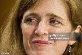 Declan Power Sunstein hugs his mother, Samantha Power, the nominee to...  News Photo