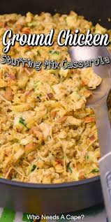 Ground Chicken Stuffing Mix Casserole In 2020 Easy Chicken Recipes Chicken Recipes Chicken Stuffing Casserole