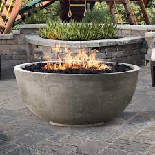 Concrete base that surrounds the interior of the fire feature area where the bowl will be placed. Prism Hardscapes Moderno I 39 Inch Natural Gas Fire Bowl Pewter Ph 400 4ng Bbqguys