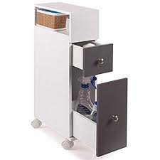 Idmarket Meuble Rangement Wc Sur Roulettes 2 Tiroirs Gris Filing Cabinet Storage Bathroom