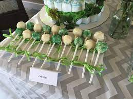 Two Peas In A Pod Baby Shower Theme Cake Pops Team Green Baby Shower Baby Shower Sweets Baby Shower