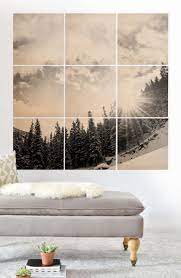 White Mountain 9 Piece Wood Wall Mural Alternate Color Black Wall Murals Mural Wall Art Wood Wall