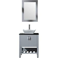 Choose a bathroom vanity by size. Amazon Com Silverylake 25 Bathroom Vanity And Sink Combo Bathroom Storage Cabinet Single Sink With Mirror And Glass Black Countertop Modern Large Capacity Square Basin Bowl Kitchen Dining