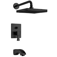 Black thermostatic bathroom shower faucet set full brass rainfall 8 inch shower head chrome shower crane tub spout mixer taps. Single Handle Black Standard Bathtub Shower Faucet Combos Bathtub Faucets The Home Depot