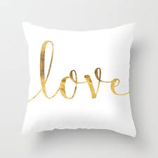 Gold Love Cushion Cover Throw Pillow White And Gold Pillow Case White And Gold Pillows Gold Pillows Gold Bedroom