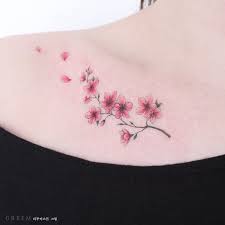 Red Cherry Blossoms Tattoo Tattooed Tattoos Illustrationtattoo Flowertattoo Smallta Blossom Tattoo Tattoos For Women Flowers Cherry Blossom Tattoo