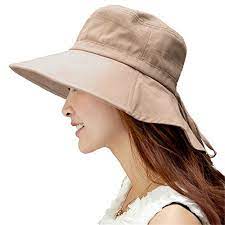 Siggi Womens Summer Flap Cover Cap Cotton Upf 50 Sun Shade Hat With Neck Cord Wide Brim Khaki All4hiking Com Shade Hats Sun Hats For Women Packable Sun Hat