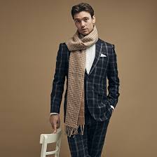 Camel Checked Reversible Scarf Gresham Blake