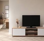 Meuble TV Salon Table pour TV Couleur Chêne et Blanc 180 x 40 x 41 cm.  Atenea