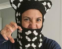 Hand Knitted Cat-eared Balaclava: Wool Blended Unisex Crochet Winter Hat