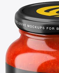 Glass Red Hot Sauce Jar In Shrink Sleeve Mockup In Jar Mockups On Yellow Images Object Mockups