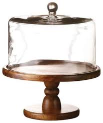 Madera Tall Wooden Cake Pedestal With Glass Dome Serveware Classic Hostess Pedestal Plates Pedestal Cake Plate Cake Plates