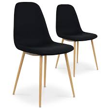 Chaise, fauteuil, tabouret, pouf & banc design. Lot De 2 Chaises Scandinaves Bali Tissu Noir