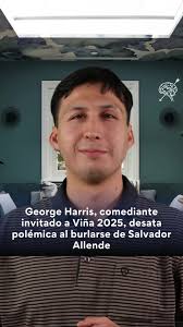 George Harris, comediante invitado a Viña 2025, desata polémica al burlarse  de Salvador Allende #Latinoamérica #Comedia #Política