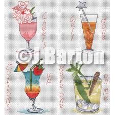 Leisure arts cross stitch peaches & plums old print collection book 2 #2200. Cocktails Cross Stitch Chart Download