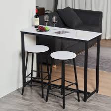 Simple pub table set with a small table that offers solid wooden construction in white color and small rectangular top. White Counter Height Breakfast Bar Table Set With 2 Bar Stools For Kitchen Small Space Itaar 3 Piece Pub Table Set Living Room Table Chair Sets Home Kitchen Snowrobin Jp