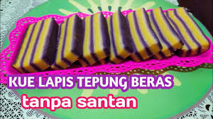 Tepung beras•tepung tapioka•gula halus/ sesuai selera•vanili essence•garam•pewarna makanan hijau, pink•santan instan 280ml+air jadi 450ml. Kue Lapis Tepung Beras Kenyal No Santan Youtube