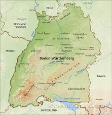 Ob kuckucksuhr, schwarzwälder kirschtorte, mercedes oder porsche. Baden Wurttemberg Physical Map