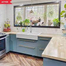 Grayish blue ikea kitchen cabinets. Blue Ikea Cabinet Kitchen Reno Apartment Therapy