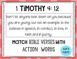 Let no one despise thy youth, but a pattern become thou of those believing in word, in behaviour, in love, in spirit, in faith, in purity; 1 Timothy 4 12 Matching Activity By Music Is Elementary Tpt