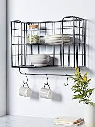 Metal kitchen shelf with hooks. Kitchen Storage Wooden Wire Storage Units Shelves Racks Baskets Uk Kitchen Wall Storage Kitchen Wall Shelves Metal Shelves