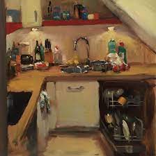 mein haus meine yacht meine kche by thomas ruckstuhl oil 60cm x 60cm x 1cm city painting still life oil painting painting style