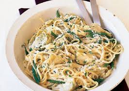 Linguine Avgolemono With Artichoke Hearts And Green Beans Recipe Bon Appetit Green Bean Recipes Bean Recipes Braised Chicken
