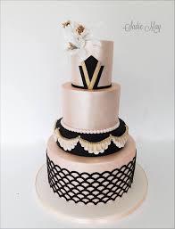 Black And Gold Art Deco Cake Beautiful Rose Gold And Black Tiered Cake Art Deco Cake Metallic Cake Wedding Cakes