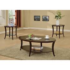 These coffee end table sets with storage space make great gifts for housewarmings or any occasion. Roundhill Perth 3 Piece Espresso Oval Coffee Table With End Tables Set Walmart Com Walmart Com