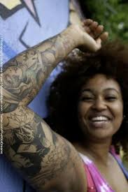 Brown Skin Female Sleeve Color And Black And Grey African Sleeve Tattoo African American Tattoos Dark Skin Tattoo
