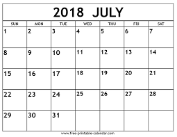 July 2018 Calendar Printable Calendar July Monthly Calendar Printable January 2018 Calendar Printable