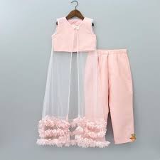 Pre Order Peach Top And Palazzo Pant With White Shrug Order Palazzo Pant In 2020 Kids Designer Dresses Kids Fashion Dress Dresses Kids Girl