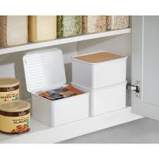 Amazon Com Interdesign Realwood Kitchen Cabinet And Pantry Storage Box With Hinged Lid White Plastic Kitchen Cabinets Pantry Storage Kitchen Cabinet Storage