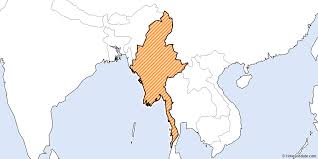Auf der karte sind vorgeführt wo sich myanmar auf der weltkarte befindet. Uhrzeit Myanmar