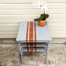 The Jaybird S Nest Painted This End Table In Thunderous By Heirloom Traditions Paint Taping Off T Heirloom Traditions Paint Heirloom Traditions Diy Furniture
