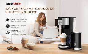 Coffee machine both pods and ground tappers jewelry twelve. Amazon Com Singles Serve Coffee Makers With Milk Frother 2 In 1 Coffee Machine For K Cup Pod Coffee Ground Latte And Cappuccino Maker Built In Portable Electric Milk Steamer Kitchen Dining