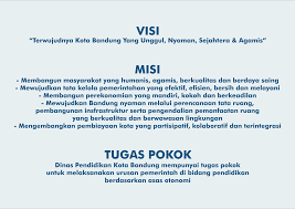 20 tahun 2003 tentang sistem pendidikan nasional, maka pada point ini akan dibahas tentang perumusan visi dan misi pendidikan untuk aplikasi di dalam kegiatan perencanaan pendidikan. Visi Dan Misi Dinas Pendidikan Kota Bandung