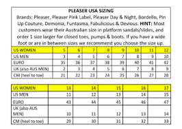 Pleaser Size Chart Nickers N Nails